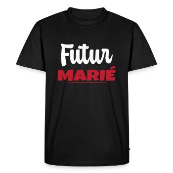Homme Futur Marié Cadeau Humour EVG - T-shirt Premium bio Homme - noir - Devant - Nico (187cm)