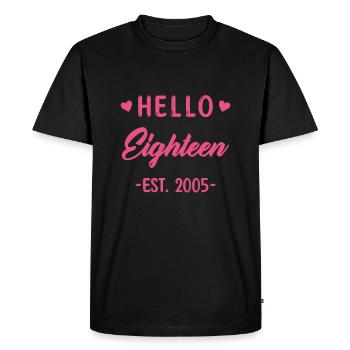 Bonjour dix-huit 2005 18 anniversaire fille - T-shirt Premium bio Homme - noir - Devant - Nico (187cm)