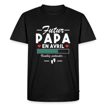 Pregnancy Announcement To The Daddy-to-Be In April - Men's Premium Organic T-Shirt - black - Front - Nico (187cm)