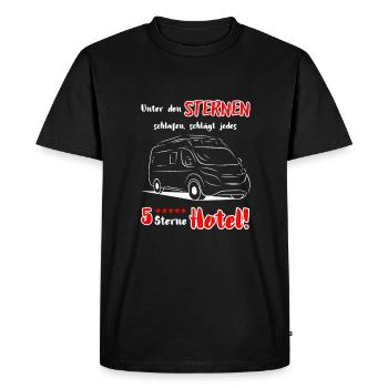 Camping Van Camping-car Dicton + Motif - T-shirt Premium bio Homme - noir - Devant - Nico (187cm)