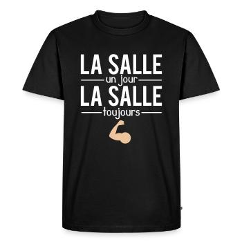 La salle un jour la salle toujours musculation - T-shirt Premium bio Homme - noir - Devant - Nico (187cm)