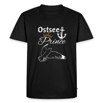 Prince de la mer Baltique-Ancre Prince de la mer Baltique et mouette - T-shirt Premium bio Homme - noir - Devant - Nico (187cm)