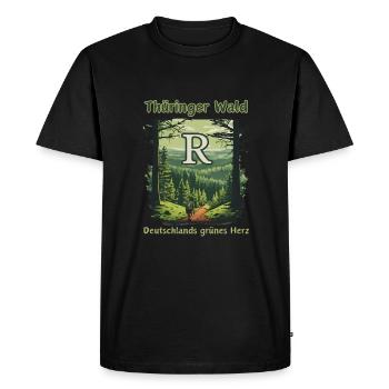 Thuringia-Germany's green heart-Rennsteig - Men's Premium Organic T-Shirt - black - Front - Nico (187cm)