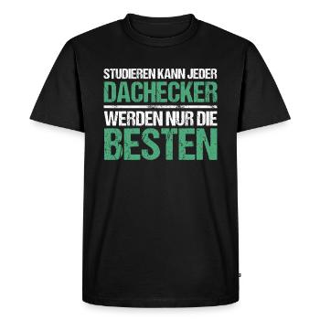 Anyone can study - Dachdecker Edition - Men's Premium Organic T-Shirt - black - Front - Nico (187cm)