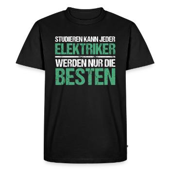Anyone can study - Electrician Edition - Men's Premium Organic T-Shirt - black - Front - Nico (187cm)