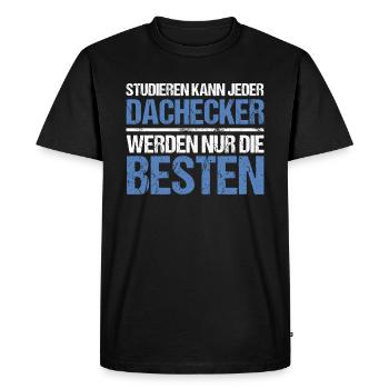 Anyone can study - Dachdecker Edition - Men's Premium Organic T-Shirt - black - Front - Nico (187cm)