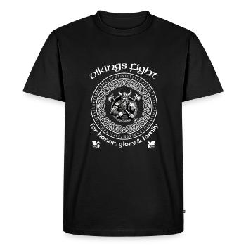 Vikings fight for honor, glory & family - Men's Premium Organic T-Shirt - black - Front - Nico (187cm)