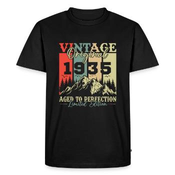 Original 1935 Vintage Retro Anniversary Gift - Men's Premium Organic T-Shirt - black - Front - Nico (187cm)