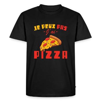 Je peux pas j'ai pizza - T-shirt Premium bio Homme - noir - Devant - Nico (187cm)