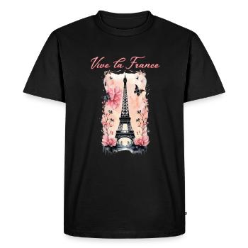Vive la France-Tour Eiffel-Paris - T-shirt Premium bio Homme - noir - Devant - Nico (187cm)