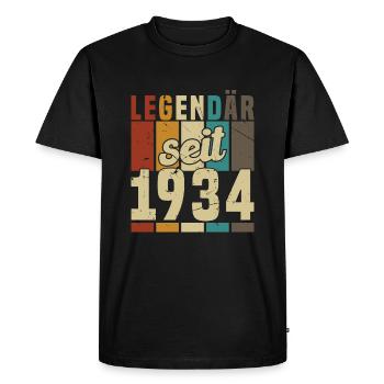 Legend since 1934 Birthday Gift - Men's Premium Organic T-Shirt - black - Front - Nico (187cm)