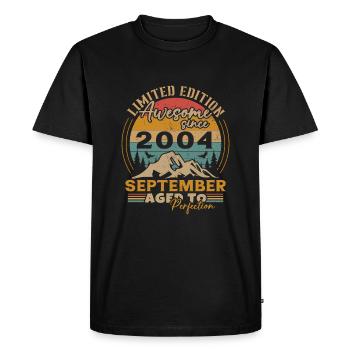 Septembre 2004 Rétro Vintage Cadeau d’anniversaire - T-shirt Premium bio Homme - noir - Devant - Nico (187cm)