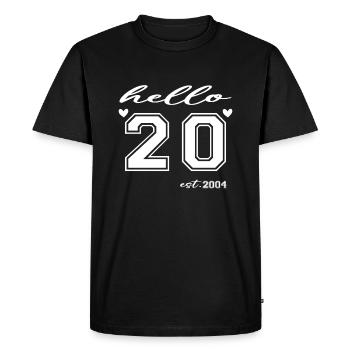 Hello 20 est 2004 - T-shirt Premium bio Homme - noir - Devant - Nico (187cm)