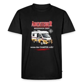 Les aventures de campeur ne commencent pas avant que le campeur ... - T-shirt Premium bio Homme - noir - Devant - Nico (187cm)