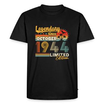 October 1944 Vintage Retro Birthday Gift - Men's Premium Organic T-Shirt - black - Front - Nico (187cm)