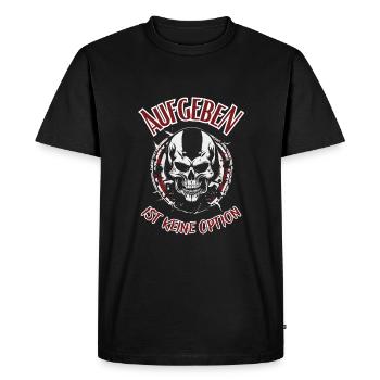Abandonner n’est pas une option, dire avec un crâne - T-shirt Premium bio Homme - noir - Devant - Nico (187cm)