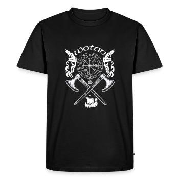 Wotan-VIKING-Viking SYMBOLES-RUNES VIKINGS - T-shirt Premium bio Homme - noir - Devant - Nico (187cm)