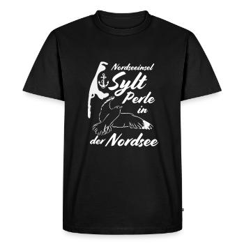 Perle de Sylt en mer du Nord - T-shirt Premium bio Homme - noir - Devant - Nico (187cm)