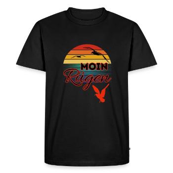 Moin Rügen avec mouette dans le style rétro île de Rügen - T-shirt Premium bio Homme - noir - Devant - Nico (187cm)