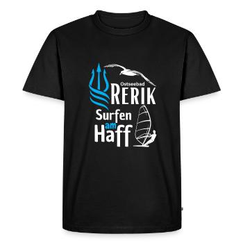Rerik surfing at the lagoon-Baltic Sea resort Rerik-Salzhaff - Men's Premium Organic T-Shirt - black - Front - Nico (187cm)