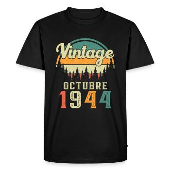 October 1944 Vinatge 1944 Birthday Gift - Men's Premium Organic T-Shirt - black - Front - Nico (187cm)