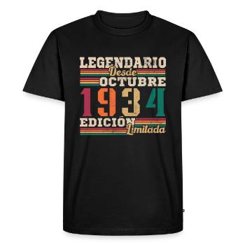 legendary since 1934 October - Men's Premium Organic T-Shirt - black - Front - Nico (187cm)