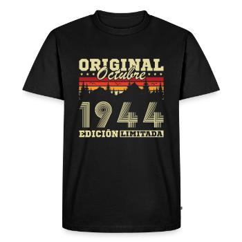 October 1944 Vinatge 1944 Birthday Gift - Men's Premium Organic T-Shirt - black - Front - Nico (187cm)