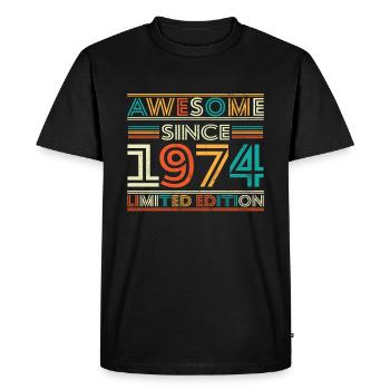 Impressionnant depuis 1974 - T-shirt Premium bio Homme - noir - Devant - Nico (187cm)