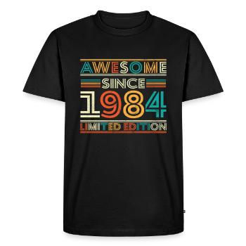 Impressive since 1984 - Men's Premium Organic T-Shirt - black - Front - Nico (187cm)