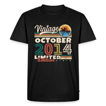 Octobre 2014 Vintage Cadeau D'anniversaire - T-shirt Premium bio Homme - noir - Devant - Nico (187cm)