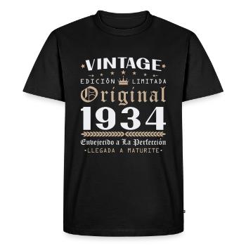 Vinatge 1934 Birthday Gift - Men's Premium Organic T-Shirt - black - Front - Nico (187cm)