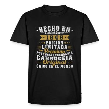 Fabriqué en 1945 80 ans d’anniversaire - T-shirt Premium bio Homme - noir - Devant - Nico (187cm)
