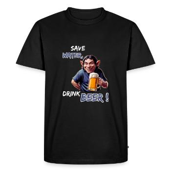 Économisez de l’eau, buvez de la bière - Funny Party Leprechaun - T-shirt Premium bio Homme - noir - Devant - Nico (187cm)