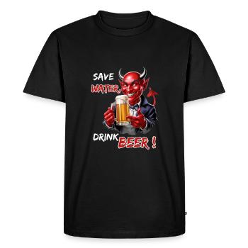 Économisez de l’eau, buvez de la bière - Funny Party Devil - T-shirt Premium bio Homme - noir - Devant - Nico (187cm)