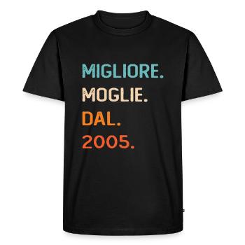 Wife since 2005 - Men's Premium Organic T-Shirt - black - Front - Nico (187cm)