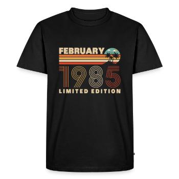 Février 1985 Vintage Anniversaire 1985 Cadeau - T-shirt Premium bio Homme - noir - Devant - Nico (187cm)