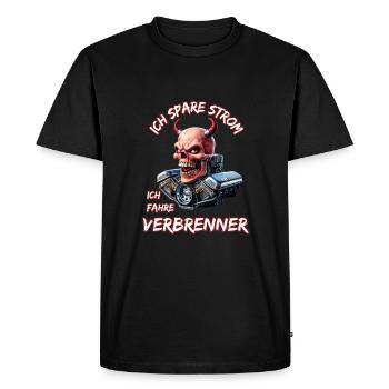 J’économise de l’électricité Je conduis des moteurs à combustion - T-shirt Premium bio Homme - noir - Devant - Nico (187cm)