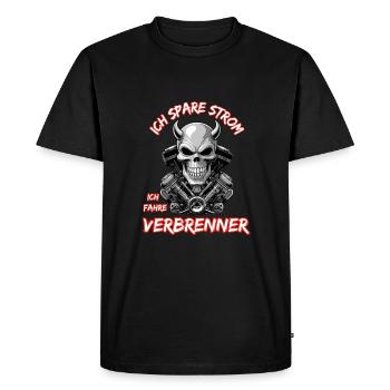 J’économise de l’électricité Je conduis des moteurs à combustion - T-shirt Premium bio Homme - noir - Devant - Nico (187cm)