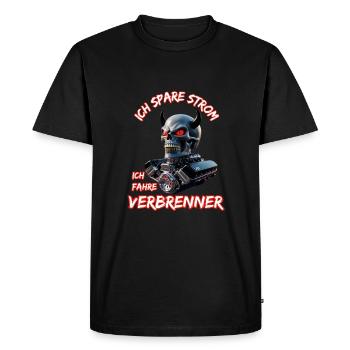J’économise de l’électricité Je conduis des moteurs à combustion - T-shirt Premium bio Homme - noir - Devant - Nico (187cm)