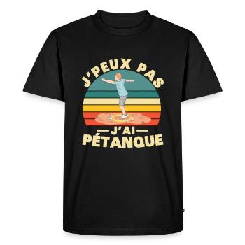 Je peux pas J'ai pétanque Humour cadeau - T-shirt Premium bio Homme - noir - Devant - Nico (187cm)