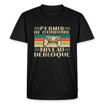 Driver's License Level Unlocked - Men's Premium Organic T-Shirt - black - Front - Nico (187cm)
