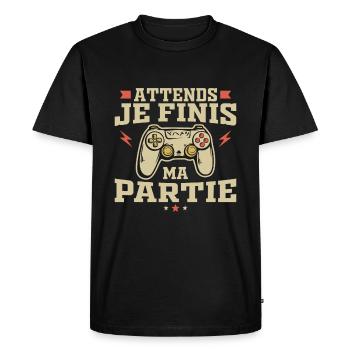 Attends Je Finis ma Partie - T-shirt Premium bio Homme - noir - Devant - Nico (187cm)