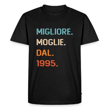 Wife since 1995 - Men's Premium Organic T-Shirt - black - Front - Nico (187cm)