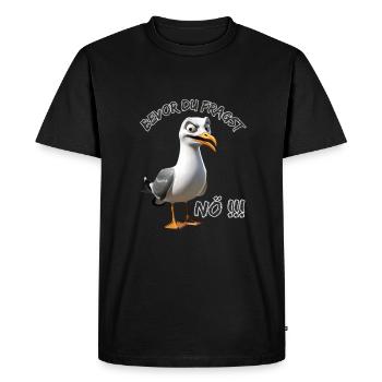 Funny saying with seagull Before you ask Nope !! - Men's Premium Organic T-Shirt - black - Front - Nico (187cm)