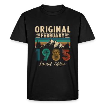 Février 1985 Vintage Anniversaire 1985 Cadeau - T-shirt Premium bio Homme - noir - Devant - Nico (187cm)