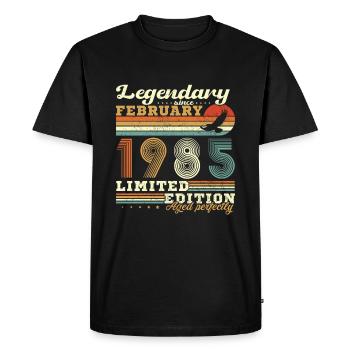 Février 1985 Vintage Anniversaire 1985 Cadeau - T-shirt Premium bio Homme - noir - Devant - Nico (187cm)