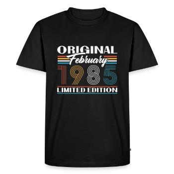 Février 1985 Vintage Anniversaire 1985 Cadeau - T-shirt Premium bio Homme - noir - Devant - Nico (187cm)