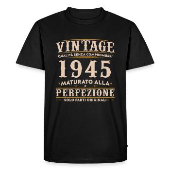 Vintage 1945 80 Birthday Gift - Men's Premium Organic T-Shirt - black - Front - Nico (187cm)
