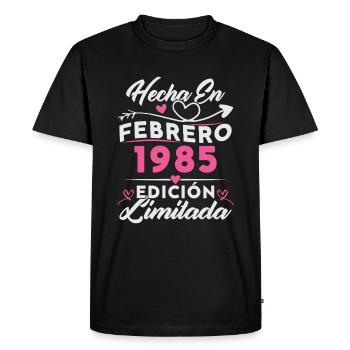 40ème Anniversaire Femme 40 Ans Fait En 1985 Février - T-shirt Premium bio Homme - noir - Devant - Nico (187cm)