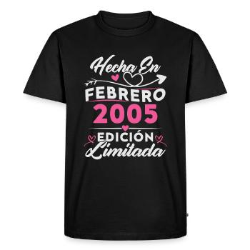 20th Birthday Woman 20 years Made In 2005 February - Men's Premium Organic T-Shirt - black - Front - Nico (187cm)
